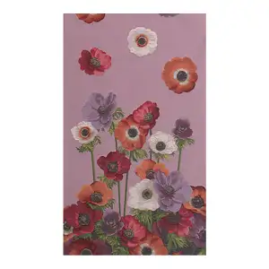 Anemones Pink French Jacquard Woven Table Runner 71x19 Inch Floral Botanical Dining Decor