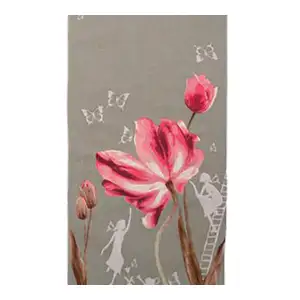 Tulip Gray French Jacquard Woven Table Runner 71x19 Inch Floral Botanical Dining Decor