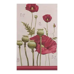 Poppy White French Jacquard Woven Table Runner 71x19 Inch Floral Botanical Dining Decor