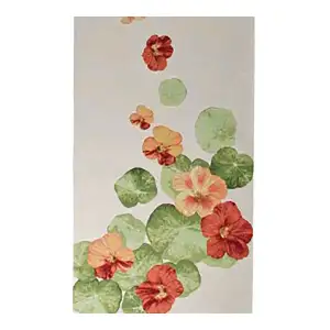Nasturtium White French Jacquard Woven Table Runner 71x19 Inch Floral Dining Decor