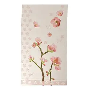 Blossoming Branches White French Jacquard Woven Table Runner 71x19 Inch Botanical Decor