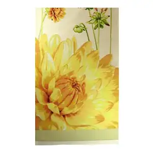 Yellow Dahlias Light French Jacquard Woven Table Runner 71x19 Inch Floral Dining Decor
