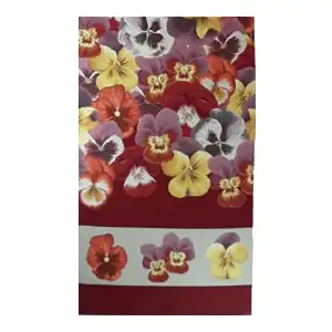 Pansies Red French Jacquard Woven Table Runner 71x19 Inch Floral Botanical Dining Decor