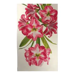 Amaryllis White French Jacquard Woven Table Runner 71x19 Inch Floral Botanical Dining Decor