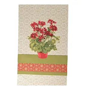 Geranium Red French Jacquard Woven Table Runner 71x19 Inch Floral Botanical Dining Decor