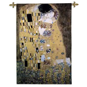 The Kiss Small Wall Tapestry 53x38 Gustav Klimt Romantic Art Nouveau Jacquard Woven Wall Hanging Home Decor