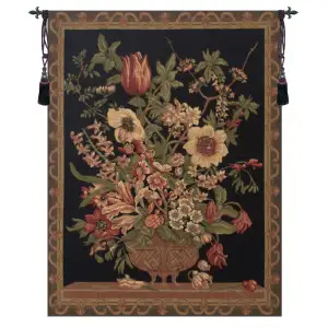 Century Floral Black European Tapestry Wall Hanging 36x27 Inch Cotton Jacquard Woven Wall Tapestry - A - H 36" x W 27"