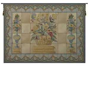Azulejos French Tapestry Wall Hanging 37x50 Inch Cotton Jacquard Woven Wall Tapestry