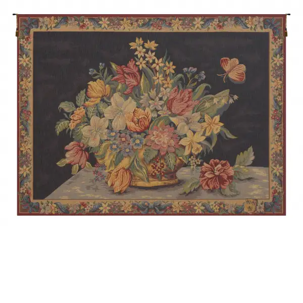 Panier de Fleurs fond Bleu