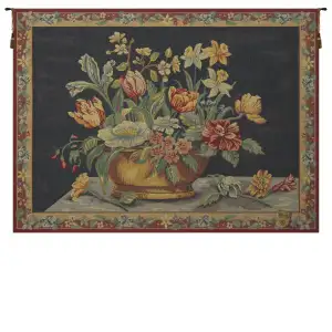 La Corbeille French Tapestry 28x38 Floral Basket Botanical Jacquard Woven Wall Hanging French Country Home Decor