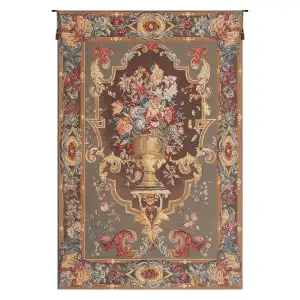 Bouquet Imperial Taupe French Tapestry 57x38 Floral Bouquet Botanical Jacquard Woven Wall Hanging Elegant French Decor