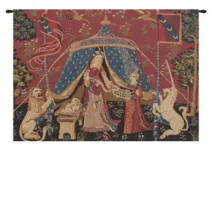 Medieval Desire A Mon Seul Desir Vintage Tapestry Wall Hanging 18 x 24 in Lady Unicorn Jacquard Woven Wall Art