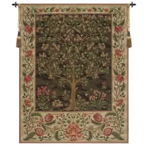 William Morris Tree of Life Brown II Tapestry Wall Hanging 72 x 56 in Arts and Crafts Botanical Jacquard Woven Wall Art
