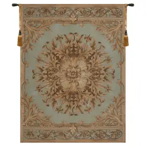 Les Rosaces in Blue Decorative Tapestry Wall Hanging 79 x 59 in French Rosette Floral Jacquard Woven Wall Art
