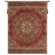 Les Rosaces in Red European Tapestry Wall hanging