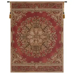 Les Rosaces in Red Decorative Tapestry Wall Hanging 79 x 59 in French Rosette Floral Jacquard Woven Wall Art