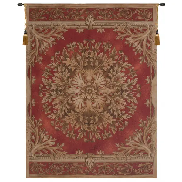 Les Rosaces in Red European Tapestry Wall hanging