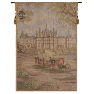 Verdure Chateau Carriage French Tapestry Wall Hanging 28x19 Inch Cotton Jacquard Woven Wall Tapestry