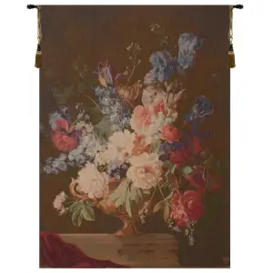 Pierre Joseph Redoute Bouquet Iris Fonce French Tapestry Wall Hanging 58x44 Inch Cotton Jacquard Woven Wall Tapestry