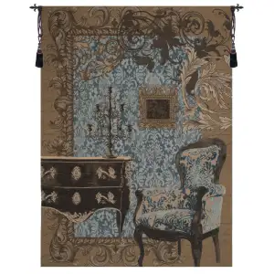 Mobilier Louis XVI Blue Decorative Tapestry Wall Hanging 78 x 58 in French Neoclassical Interior Jacquard Woven Wall Art