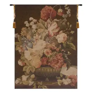 Pierre Joseph Redoute Bouquet Tulipe Fonce French Tapestry Wall Hanging 37x27 Inch Cotton Jacquard Woven Wall Tapestry