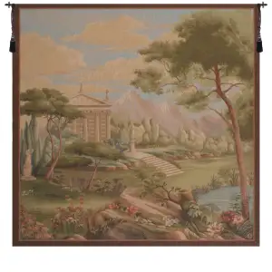 Jardin Panoramique French Tapestry Wall Hanging 59x59 Inch Cotton Jacquard Woven Wall Tapestry