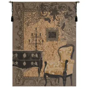 Mobilier Louis XVI Gold French Tapestry Wall Hanging 58x44 Inch Cotton Jacquard Woven Wall Tapestry
