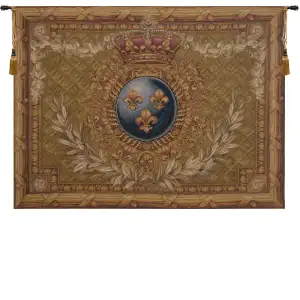 Courronne Empire Renaissance Tapestry Wall Hanging 44 x 58 in French Imperial Crown Heraldic Jacquard Woven Wall Art