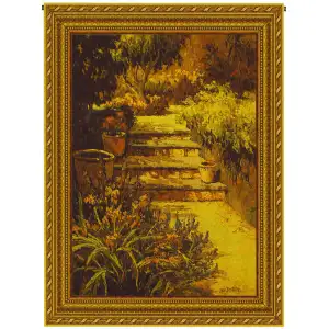 Eric Dertner Sunlit Path Tapestry Wall Hanging 40 in. x 53 in. Jacquard Woven Garden Landscape Wall Art