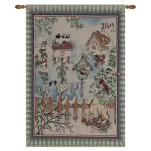 There's Snow Place Like Home Fine Art Tapestry 36 in. x 26 in Winter Snowman Christmas Jacquard Woven Wall Hanging