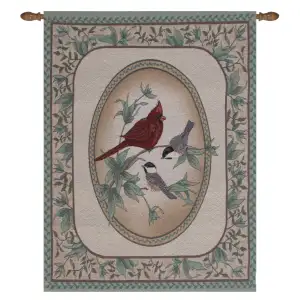 Birds of a Feather I Fine Art Tapestry 36x26 Bird Wildlife Nature Jacquard Woven Wall Hanging Rustic Home Decor