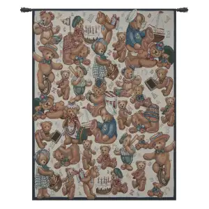 Tossed Teddies Fine Art Tapestry 36x26 Teddy Bear Nursery Jacquard Woven Wall Hanging Kids Room Decor
