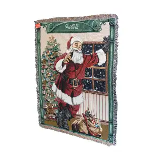 Gift for Thirst Coca Cola Jacquard Woven Afghan Tapestry Throw Blanket 70x50 Inch Decor