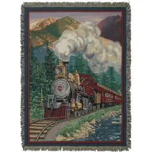 Smoky Express Jacquard Woven Afghan Tapestry Throw Blanket 70x50 Inch Train Decor