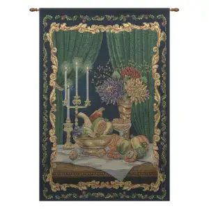 Festive Still Life Fine Art Tapestry 36x26 Holiday Still Life Jacquard Woven Wall Hanging Traditional Seasonal Decor