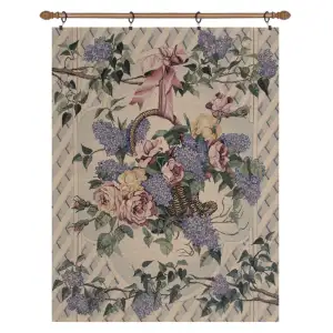 Lavender Bouquet Fine Art Tapestry Wall Hanging 36x26 Inch Cotton Jacquard Woven Wall Tapestry