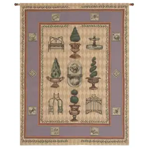 Garden Features Fine Art Tapestry 36x26 Garden Landscape Floral Jacquard Woven Wall Hanging Traditional Home Decor