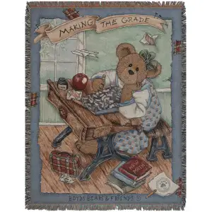 Making the Grade Jacquard Woven Afghan Tapestry Throw Blanket 70x50 Inch School Decor