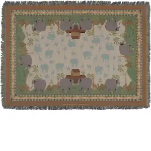 Two by Two Jacquard Woven Afghan Tapestry Throw Blanket 50x70 Inch Animal Home Decor