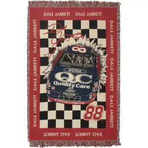 Dale Jarrett Jacquard Woven Afghan Tapestry Throw Blanket 70x45 Inch Racing Fan Decor