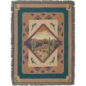 Sedona Sunset II Jacquard Woven Afghan Tapestry Throw Blanket 70x50 Inch Southwest Decor