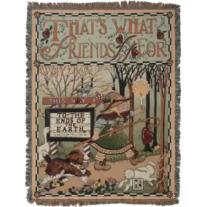 That's What Friends Are For Jacquard Woven Afghan Tapestry Throw Blanket 68x50 Inch Friendship Decor