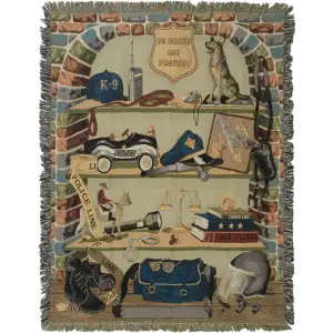 To Serve and Protect Jacquard Woven Afghan Tapestry Throw Blanket 70x50 Inch Service Decor