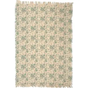 Hearts and Ivy Jacquard Woven Afghan Tapestry Throw Blanket 76x52 Inch Botanical Decor