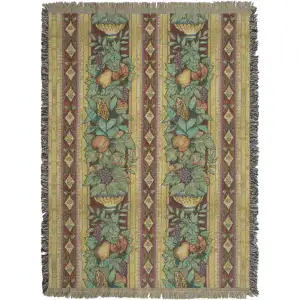 Fruit Columns Jacquard Woven Afghan Tapestry Throw Blanket 70x50 Inch Fruit Kitchen Decor