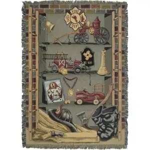 Americas Finest Fire Dept Jacquard Woven Afghan Tapestry Throw Blanket 72x52 Inch Firefighter Decor