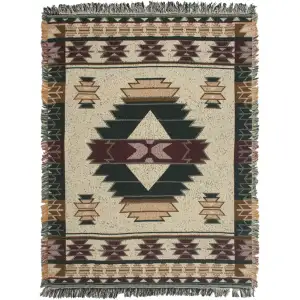 Ponderosa Jacquard Woven Afghan Tapestry Throw Blanket 60x50 Inch Rustic Western Home Decor