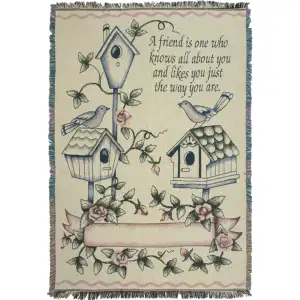 Treasured Friendship Jacquard Woven Afghan Tapestry Throw Blanket 70x48 Inch Inspirational Decor