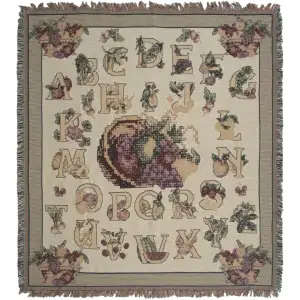 Alphabet Needlepoint Jacquard Woven Afghan Tapestry Throw Blanket 60x52 Inch Traditional Decor