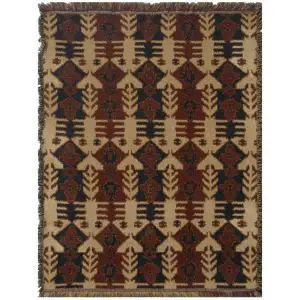 Ponderosa II Jacquard Woven Afghan Tapestry Throw Blanket 50x40 Inch Rustic Western Decor